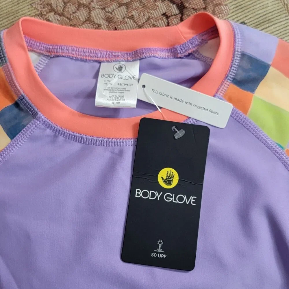 Body Glove Rashguard Womens XS Lilac Multicolor Long Sleeve UPF 50 Swim Shirt - Picture 8 of 11